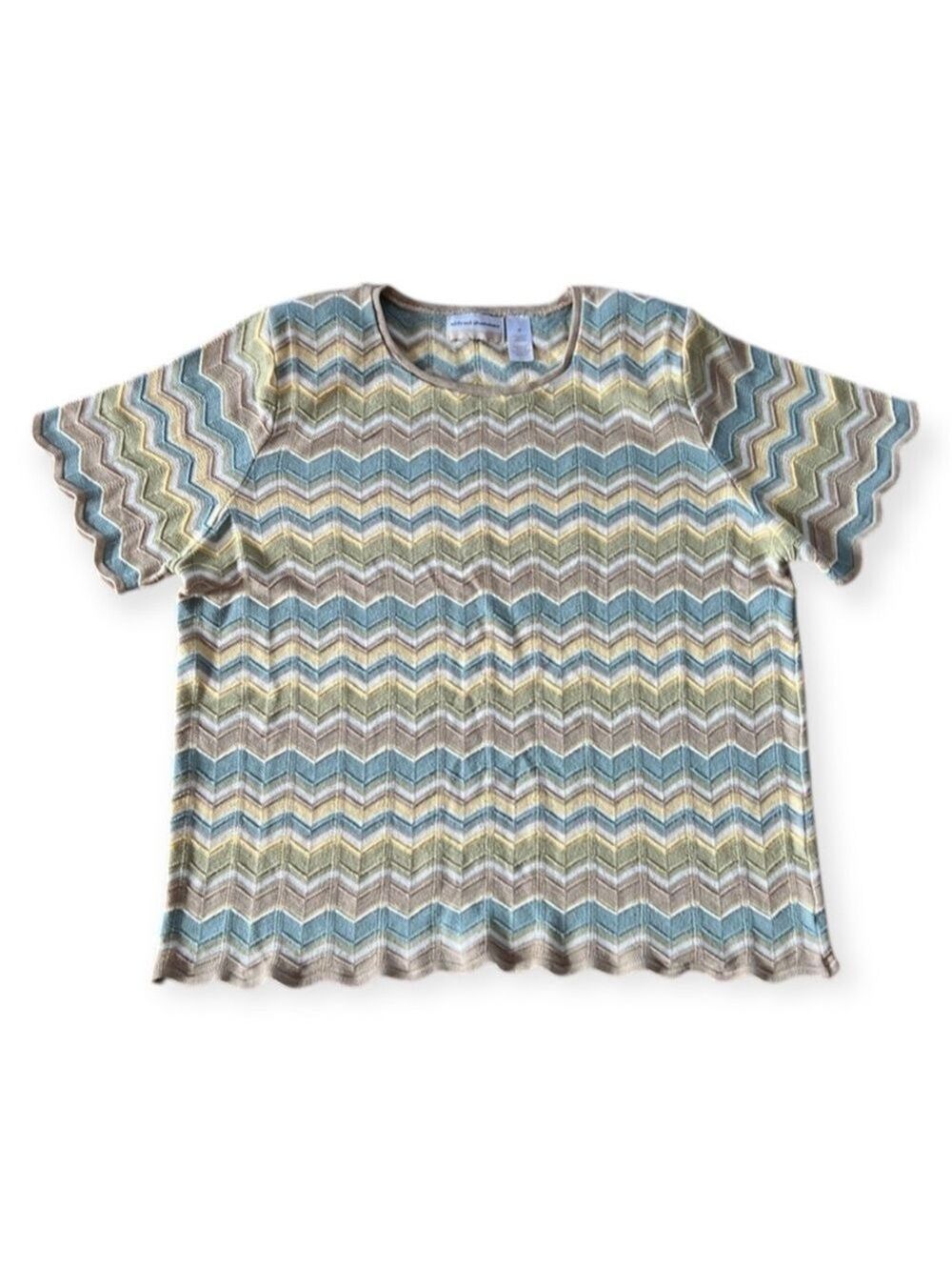 ALFRED DUNNER Multicoloured Chevron Knit Top Size 2X
